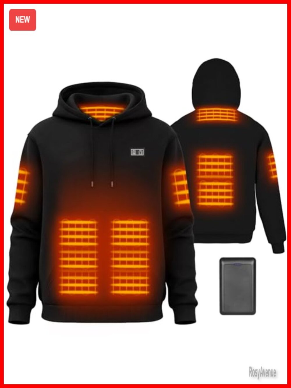 Heated Hoodie Fleece Lined Pullover 6-Zone Rapid Heat Battery